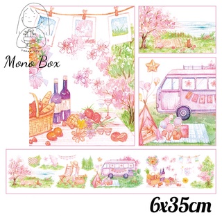 [Chiết] Washi tape 6x35cm, băng dán trang trí chủ đề picnic làm tranh washi Mono_box