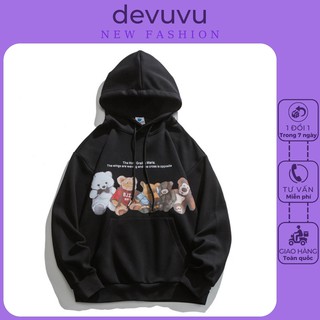 Áo hoodie nữ form rộng BEARIES có mũ siêu cute HD4