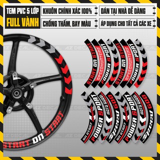 Tem Dán Vành Full Chủ Đề Power Sport | FullV01 | Chất Liệu Decal PVC Cao Cấp Thiết Kế Kín Vành, Chống Nước
