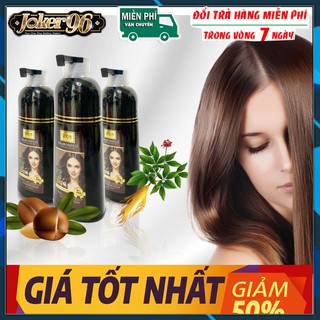 DẦU GỘI NÂU/ĐEN TÓC PHỦ BẠC SaCo Italia 500ML, Dầu Gội Thảo Dược Phủ Tóc Bạc Chiết Xuất Từ Nhân Sâm