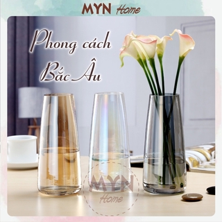 Lọ hoa thủy tinh Symphony - Phong cách Bắc Âu cao 22cm - 3 màu MYN Home