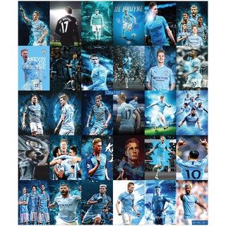 Combo Set 30 tờ Decal dán tường cầu thủ Bruyne Manchester city