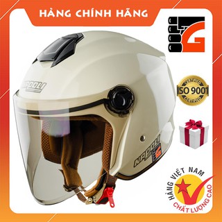 Mũ bảo hiểm 3/4 kính NAPOLI X3 kem bóng - Hàng Chính hãng