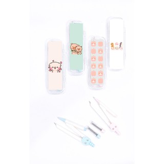 Bộ compa heo hồng CP27 dễ thương kèm ngòi chì bấm compa cute hoạt hình