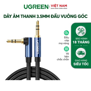 [Mã ELHACE giảm 4% đơn 300K] Dây âm thanh 3.5mm 1 đầu vuông góc vỏ bện vải sợi tổng hợp dài UGREEN AV112
