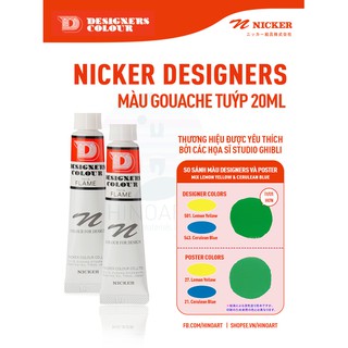 Tông đỏ, hồng, tím màu Gouache Nicker Design Color - tuýp 20ml - lẻ