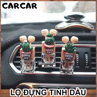 Lọ đựng tinh dầu nước hoa ô tô cài cửa gió gắn cây xương rồng xinh xắn
