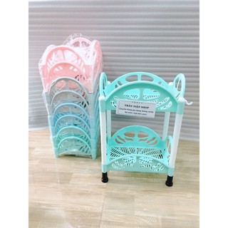 Kệ lưới 3D 2 tầng có móc treo( màu ngẫu nhiên)