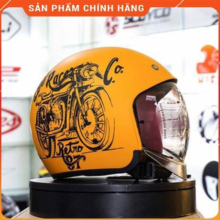 Mũ 3/4 Đầu Kính âm Royal M139 Vàng V7 Cafe Race- Kính trong - Bảo hành 12 tháng.