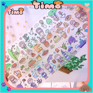 Washi tape chiết lẻ chu kỳ từ cuộn washi cute rộng 6cm dán sổ mũ bảo hiểm trang trí sổ tay dạng trong chống nước WS17-C