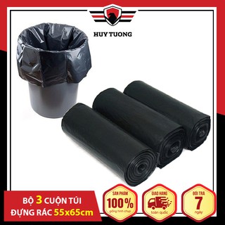 Bộ 3 cuộn ( 1kg ) túi đựng rác 55 x 65cm tự phân hủy sinh học bảo vệ môi trường cao cấp - Huy Tưởng
