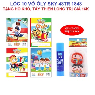 [Mẫu mới 2021] Lốc 10 vở 4 ôly Sky 48 trang 1848 - Tặng hồ khô và tẩy
