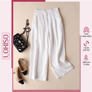 Quần ống rộng nữ lưng cao dáng dài đũi cạp cao bigsize công sở 95cm LOKISO QD03