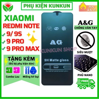 [AG Chống vân tay] Kính Cường Lực Redmi note 9/ 9s/ 9 pro/ 9 pro max - Full màn - Nhám chống mồ hôi tay - Vuốt siêu mượt