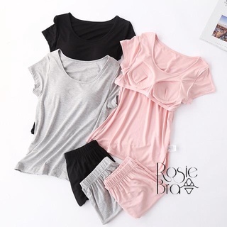 Bộ Đồ Mặc Nhà Quần Đùi Áo Cộc Cotton Có Đệm Ngực Liền Siêu Mềm Mịn CT101