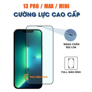 Kính cường lực Iphone 13 Pro full màn hình viền đen siêu mỏng có màng bảo vệ loa cho Iphone 13 Pro