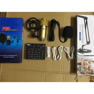 [Mã ELHACE giảm 4% đơn 300K] bộ Mic Thu Âm Bm-900 Sound Card V8 - 6 Món ( đầy đủ )