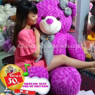Gấu bông Teddy Cao Cấp khổ vải 1,4m Cao 1,2m màu tím hàng VNXK