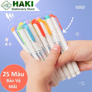 Bút highlight pastel dạ quang 2 đầu HAKI, bút đánh dấu nhớ dòng marker bullet journal nhiều màu B56