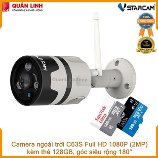 Camera ngoài trời Vstarcam C63s Full HD 1080P góc rộng 180 độ kèm thẻ 128GB