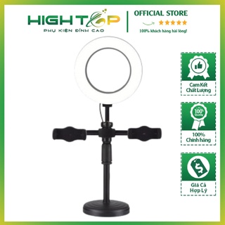 Đèn Livestream Để Bàn 16cm Kẹp 2 Điện Thoại Có Đèn Hỗ Trợ 3 Chế Độ Sáng, Quay Tiktok, Bán Hàng, Make Up