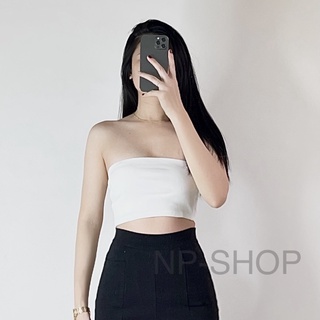 Áo ống⚡️áo hở vai croptop nữ chất thun co giãn màu trắng, đen, xanh NPAO019