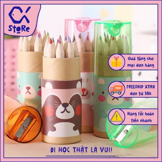 Set chì màu 12 cây Cá store đa dạng màu, siêu cute dễ thương