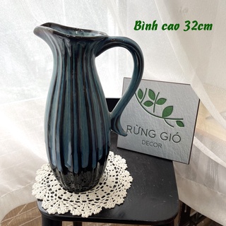 [XẢ HÀNG] Lọ hoa sứ có quai, dáng dài,men hỏa biến, có ảnh thật