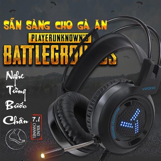 Tai nghe gaming chụp tai V2000 chuyên phòng game cổng USB âm thanh 7.1 kết nối có đèn led .MIC,ÂM THANH .