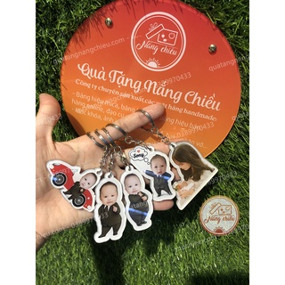 Móc khóa ghép ảnh bé vào chibi xinh xắn thiết kế theo yêu cầu - Mẫu chibi nhóc trùm dành cho bé trai