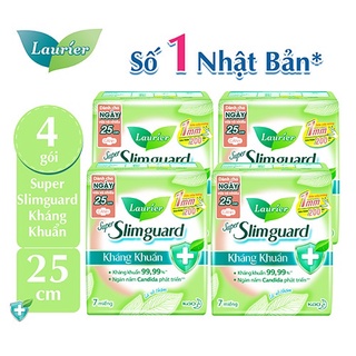 Combo 4 gói BVS Laurier Siêu Mỏng 1mm Kháng khuẩn 25cm 7 miếng
