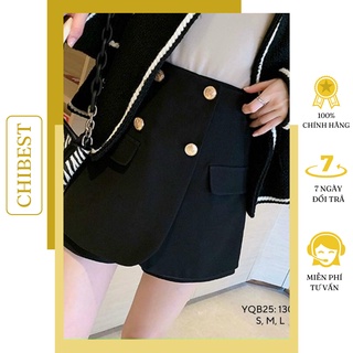 Quần short nữ quần đùi nữ giả váy  4 khuy túi nắp cạp cao đẹp ulzzang CHIBEST YQB25
