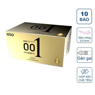 [Chính hãng] Bao Cao Su Gai OLO 001 Vàng Siêu Mỏng Nhiều Gel Bôi Trơn (hộp 10 chiếc)