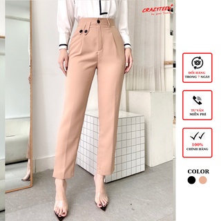 Quần tây nữ CRAZYTEEN dáng baggy phối nút thanh lịch Q0045