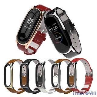 Dây đeo da bò viền cong PLUS Mi band 4, mi band 3 chính hãng Mijobs - dây đeo thay thế miband 4, miband 3 da bò PLUS