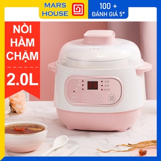 Nồi Hầm, Nấu Cháo Chậm Hẹn Giờ Thông Minh, Cách Thủy 4 in 1 - Nồi Ninh, Hầm Cực Kì Tiện Lợi Lõi Sứ, Dung Tích 1L