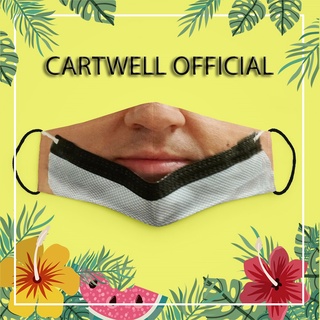 Khẩu trang hình thời trang hài chế mặt quỷ hình bị tụt 13 CARTWELL dày 2 lớp chống giọt bắn dễ thở vải cotton 100% kháng