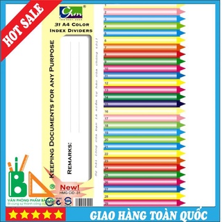 Tập 31 Tờ Chia File Giấy ⚜️GIÁ RẺ⚜️ Bìa Chia File Giấy 31 Có Đánh Số
