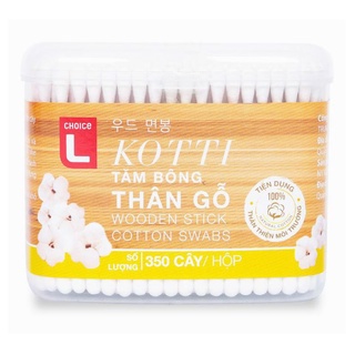 Tăm Bông Thân Gỗ Choice L Hộp 350 Cây - Chính Hãng 100% Cotton