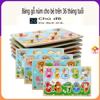 Bảng xếp hình núm gỗ cho bé trên 3 tuổi nhiều chủ đề