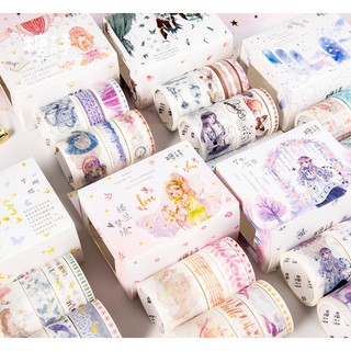 Set 8 cuộn băng dính trang trí washi tape 3m