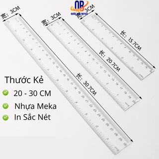 Thước kẻ 20cm /30cm, trong suốt nhựa Meka dày dặn in vạch rõ ràng sắc nét - hàng Trung Quốc - 1 chiếc
