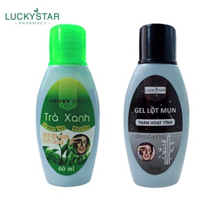 [Combo 2] Gel Lột Mụn Trà Xanh và Than Hoạt Tính Lucky Star Mới 60ml (chai)