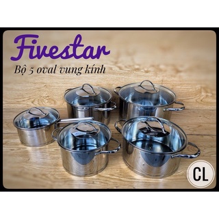 Bộ nồi fivestar 5 oval vung kính-inox 304