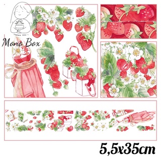 [Chiết] Washi tape 5,5x35cm, băng keo dán trang trí họa tiết dâu tây làm tranh washi Mono_box