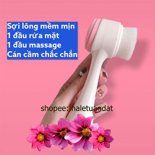 Cọ Massage Rửa mặt Korea 2 Đầu 3D Gai Silicon