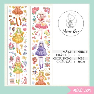 [Chiết] Đoạn Washi tape 3x35cm, băng keo dính trang trí chủ đề nhân vật cô gái làm tranh washi
