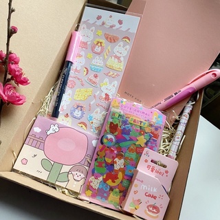 Combo Bullet Journal màu hồng siêu xinh 8 món