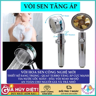 Vòi sen tăng áp, Vòi hoa sen - Sen tắm cánh quạt turbo, đầu vòi xoay 360 độ, tạo nước lốc xoáy cực mạnh