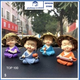 Sét 4 ông tượng tứ không đội mũ rơm - tượng tứ không 4 màu sắc khác nhau